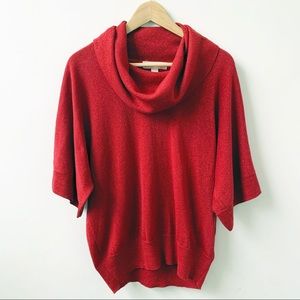 Michael Kors red shimmery turtleneck top
